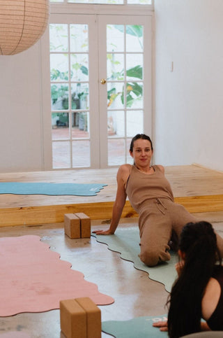 Sample Wave Grip+ Peach Yoga & Pilates Mat - Emilia Rose Active